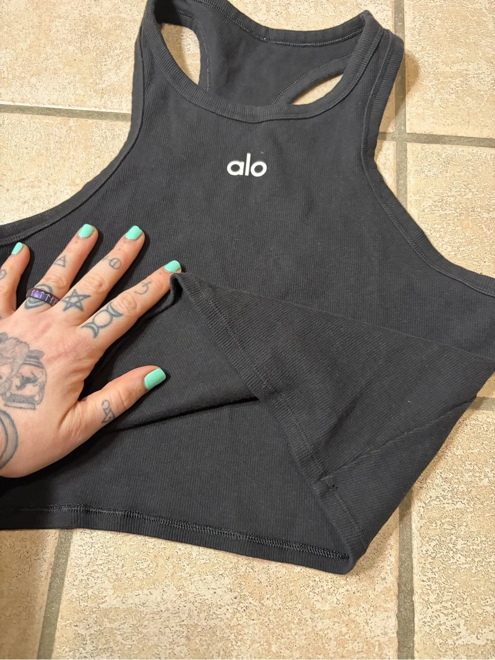 NWOT ALO Ribbed Aspire Tank (Black) Size L
